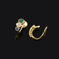 Elegant French Contrast Green Zircon Gold Alloy Spiral Coil Hoop Stud & Clip On No Piercing Earrings