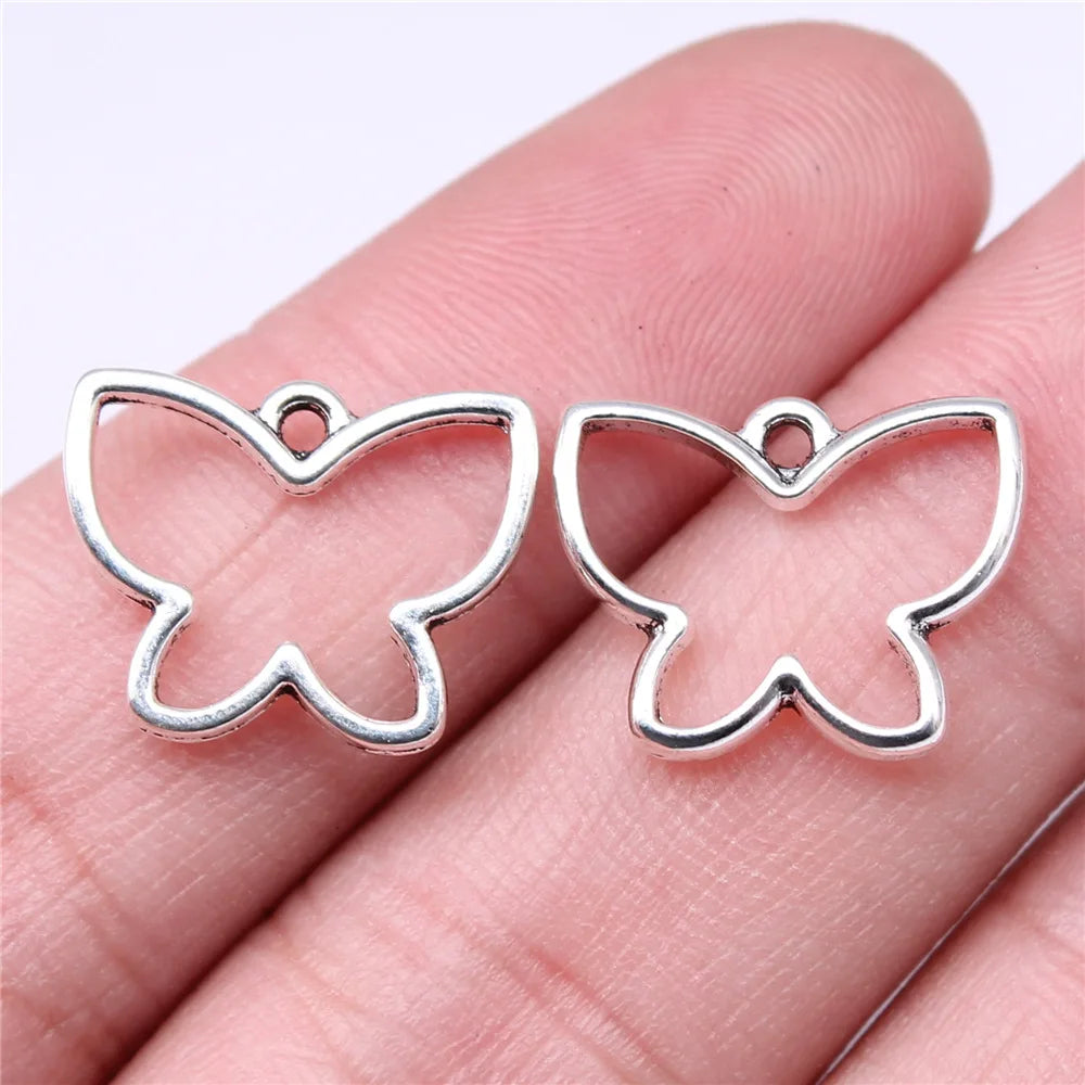 18x14mm 0.8g Multicolor zinc alloy Hollow Butterfly charm pendant for necklace bracelet DIY making