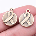 19x15mm 2.07g Antique Bronze Tone Zinc Alloy Ribbon Charm Pendant for Necklace Bracelet Awareness DIY