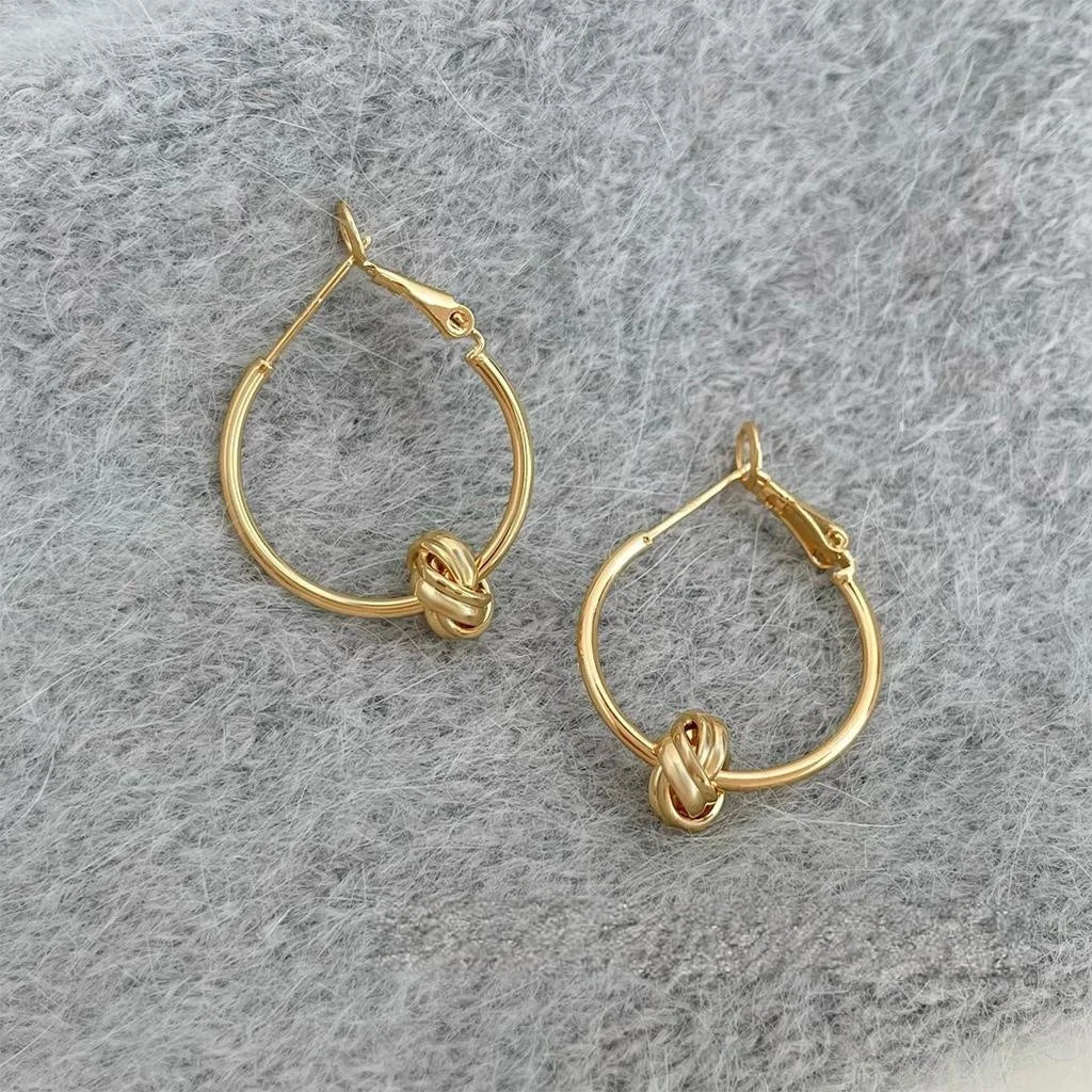 Fashion Geometric Twisted Circle Hoop Earrings Copper Luxury Style Jewelry