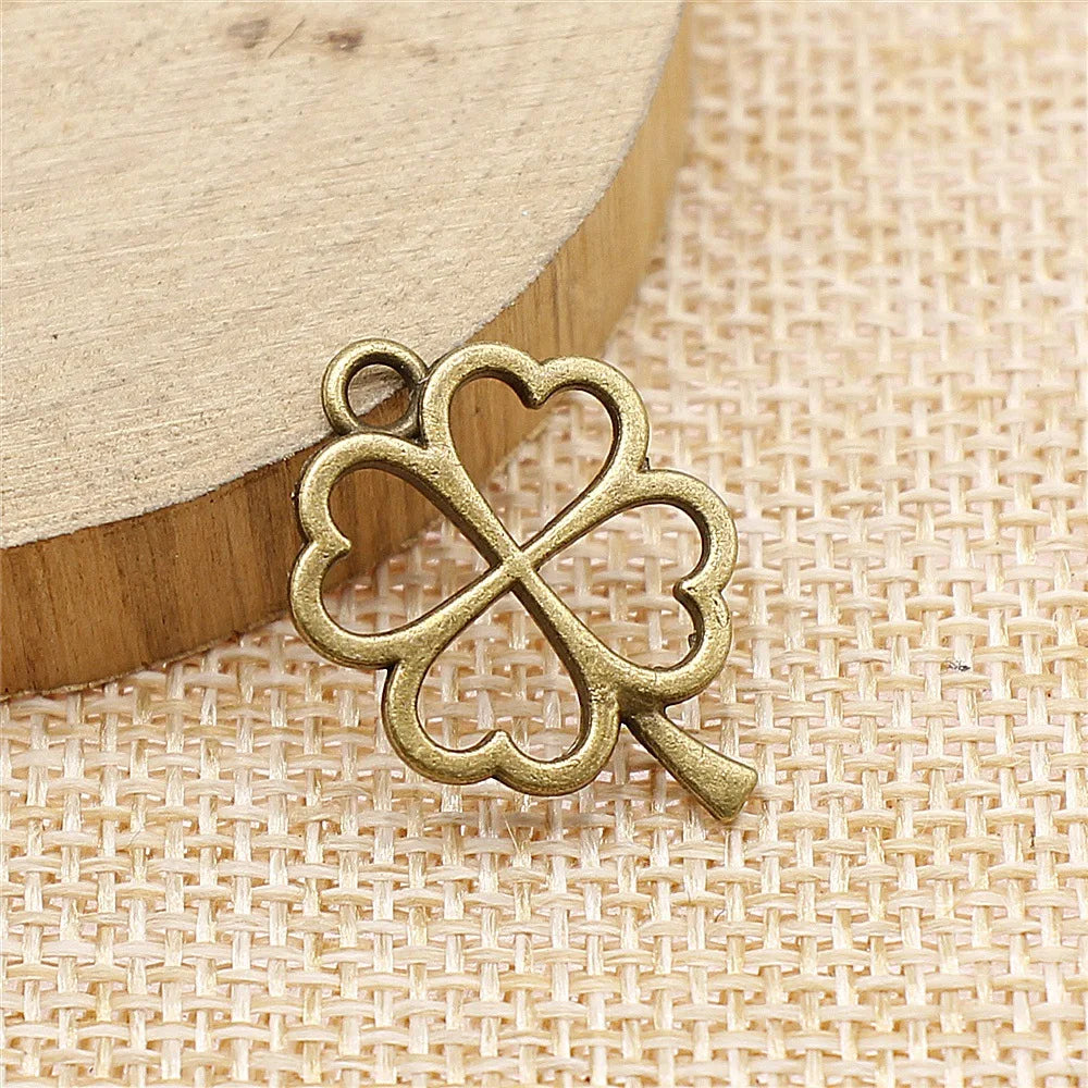 24x17mm 1.2g Multicolor Zinc Alloy Four Leaf Clover Charm Pendant for DIY Bracelet Jewelry Making