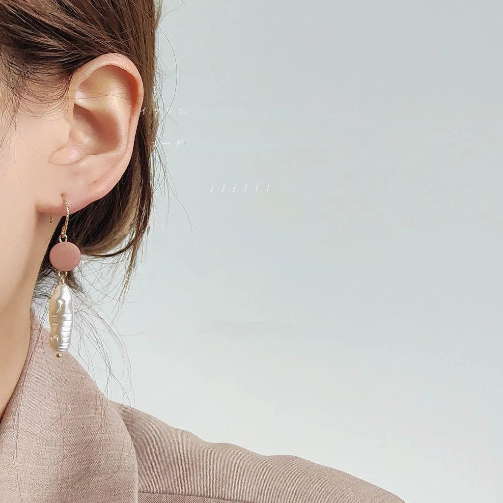French Vintage Resin Geometric Oval Line Drop Earrings Handmade Designer Jewelry