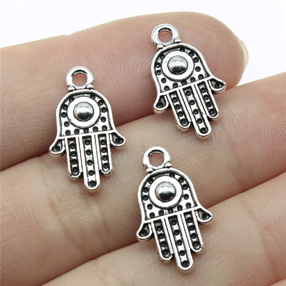 20x12mm 0.9g Multicolor Zinc Alloy Hamsa Hand Charm Pendant for DIY Bracelet Necklace Jewelry Making