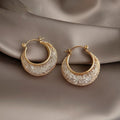 Light Luxury Copper Mesh Zircon Geometric Round Hoop Earrings For Women