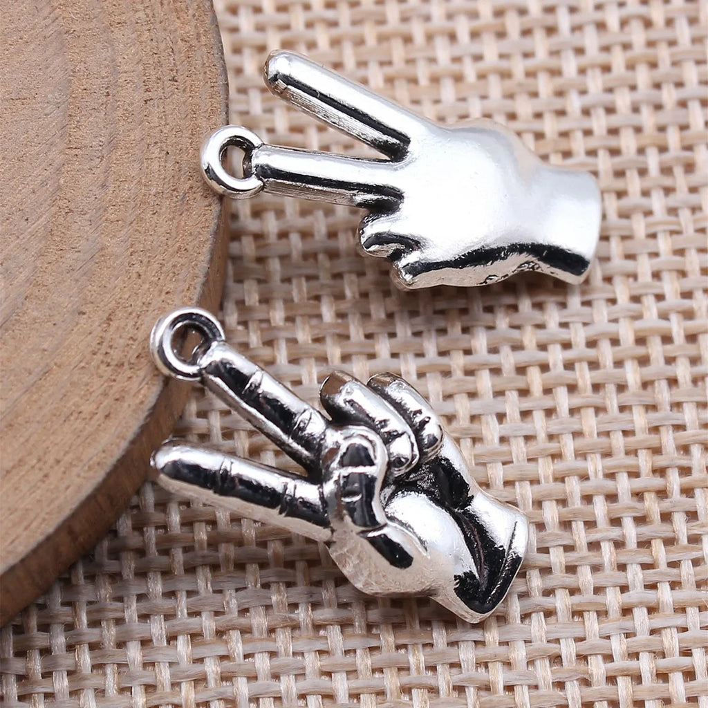 11x24mm 2.9g Antique Silver Zinc Alloy Yeah Hand Gesture charm pendant for DIY jewelry accessories