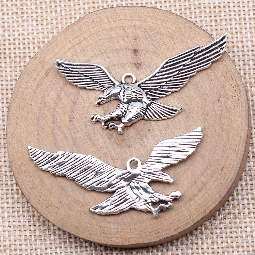 26x46mm 3.6g Antique Silver Zinc Alloy Eagle Charm Pendant for DIY Necklace Bracelet Making