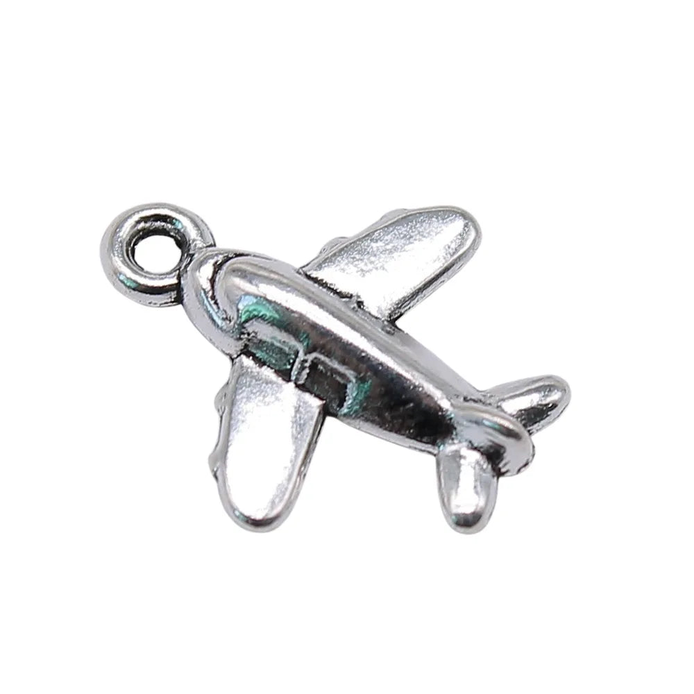 15x13mm 0.7g Multicolor Zinc Alloy Passenger Airplane Charm Pendant for DIY Travel Jewelry Making