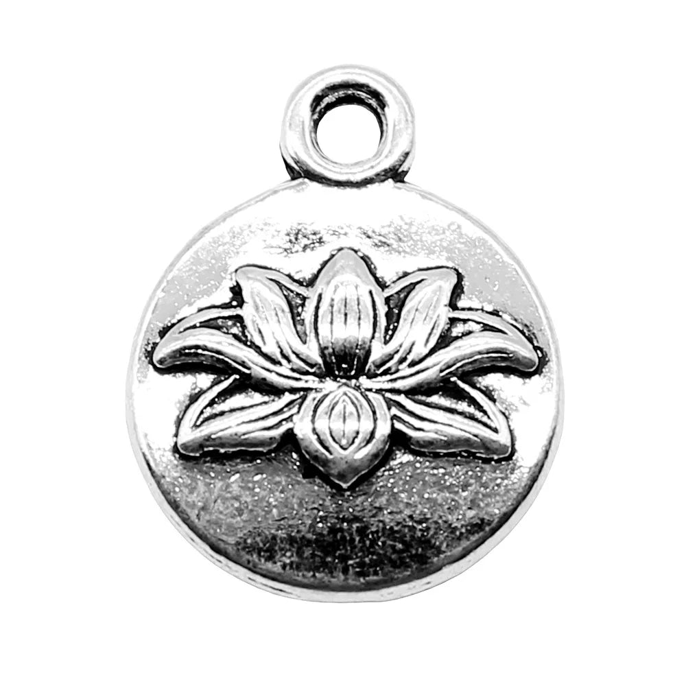 13x16mm 1.6g Antique Silver Zinc Alloy Lotus Charm Pendant for DIY Clothing and Jewelry Accessories