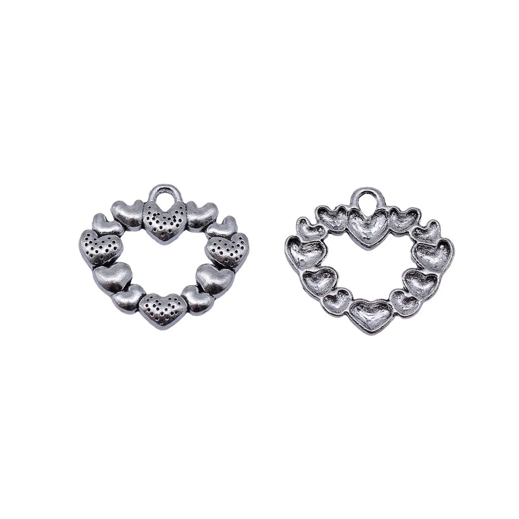 27x25mm 2.8g Antique Silver Zinc Alloy Heart Charm Pendant for DIY Necklace Bracelet Jewelry Making