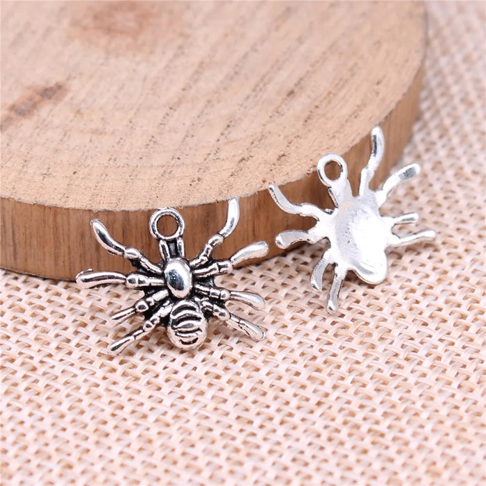 14x19mm 1.4g Antique Silver Zinc Alloy Spider Charm Pendant for DIY Necklace Bracelet Jewelry Making