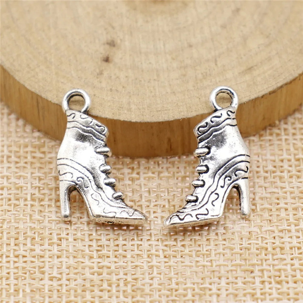 23x15mm 2.5g Antique Silver Zinc Alloy High Heel Shoe Charm Pendant for Necklace Bracelet DIY Jewelry Making
