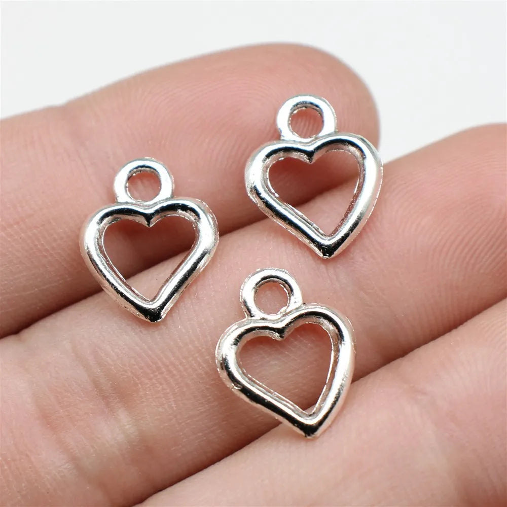 14x11mm 0.45g Antique Silver Zinc Alloy Heart Charm Pendant for DIY Necklace Bracelet Making
