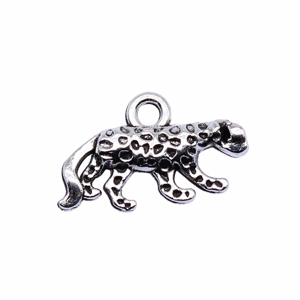18x11mm 1.1g Antique Silver Zinc Alloy Leopard Charm Pendant for DIY Necklace Bracelet Jewelry Making