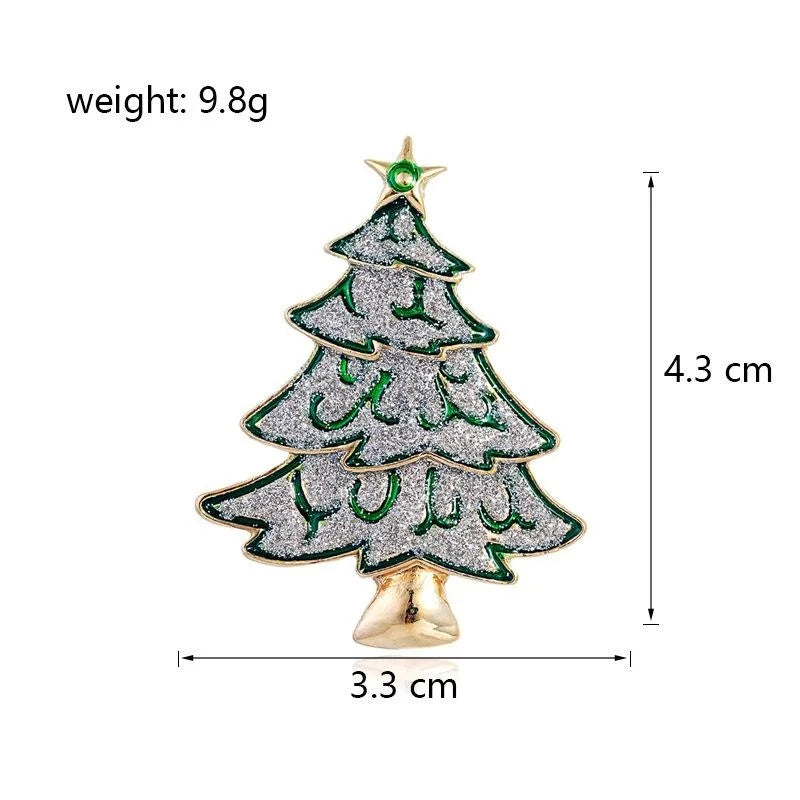 Elegant Enamel Rhinestone Christmas Tree Brooch With Gold Alloy Star, Festive Lapel Pin Holiday Gift