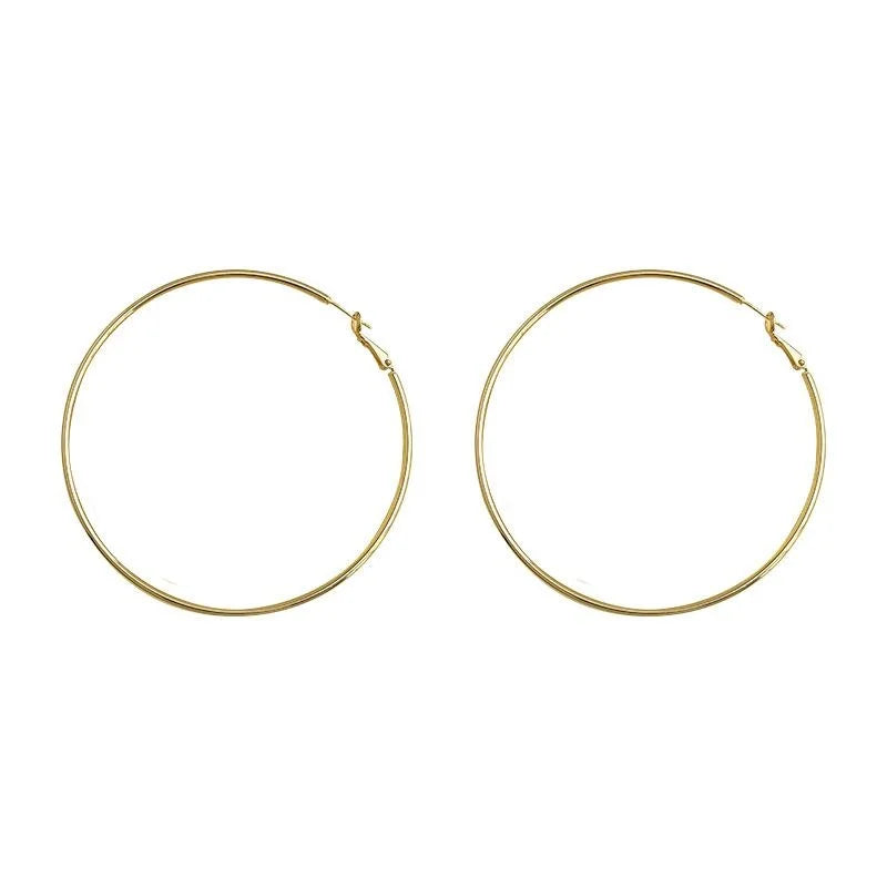 Minimalist Geometric Eco-Friendly Copper Hoop Earrings, Large Round Line Design