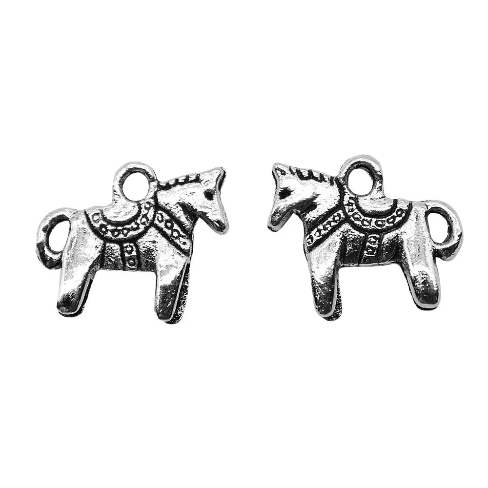 12x14mm 0.8g Antique Silver Zinc Alloy Horse Charm Pendant for DIY Necklace Bracelet Jewelry Making