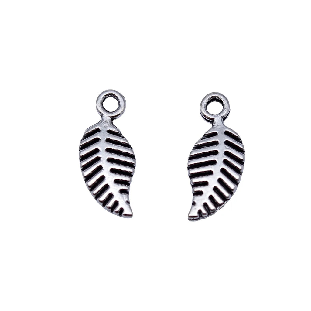 15x6.2mm 0.4g Antique Silver Zinc Alloy Leaf Charm Pendant for Necklace Bracelet DIY Jewelry