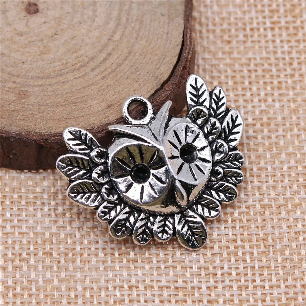 35x30mm 5.1g Antique Silver Zinc Alloy Owl Cat Charm Pendant for DIY Vintage Animal Jewelry Making