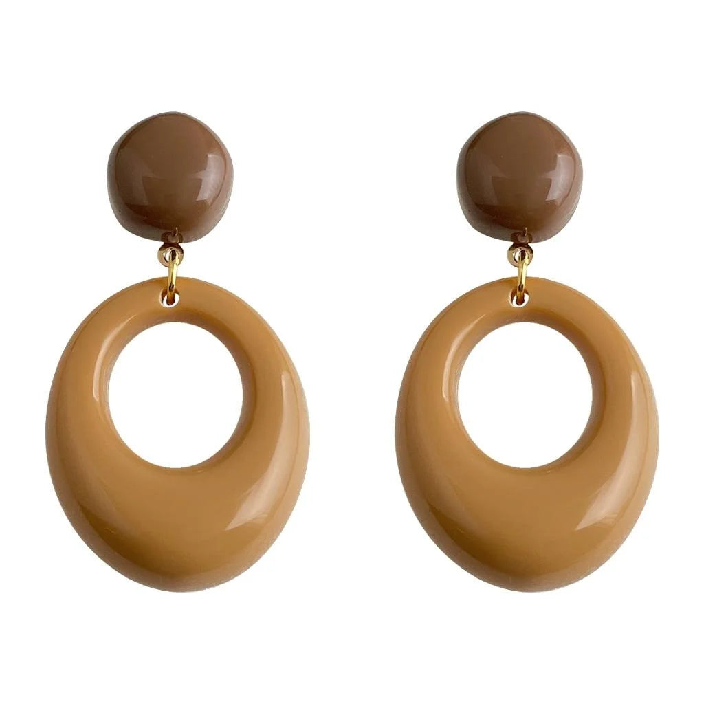 Maillard Style Vintage Geometric Resin Copper Drop Earrings For Women