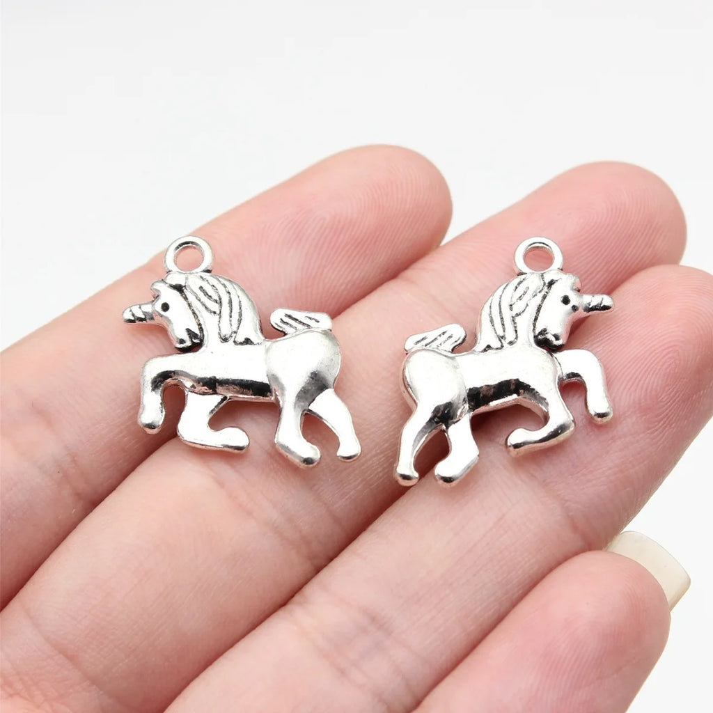 27x19mm 3.4g Antique Silver Tone Zinc Alloy Unicorn Charm Pendant for Necklace Bracelet DIY Jewelry