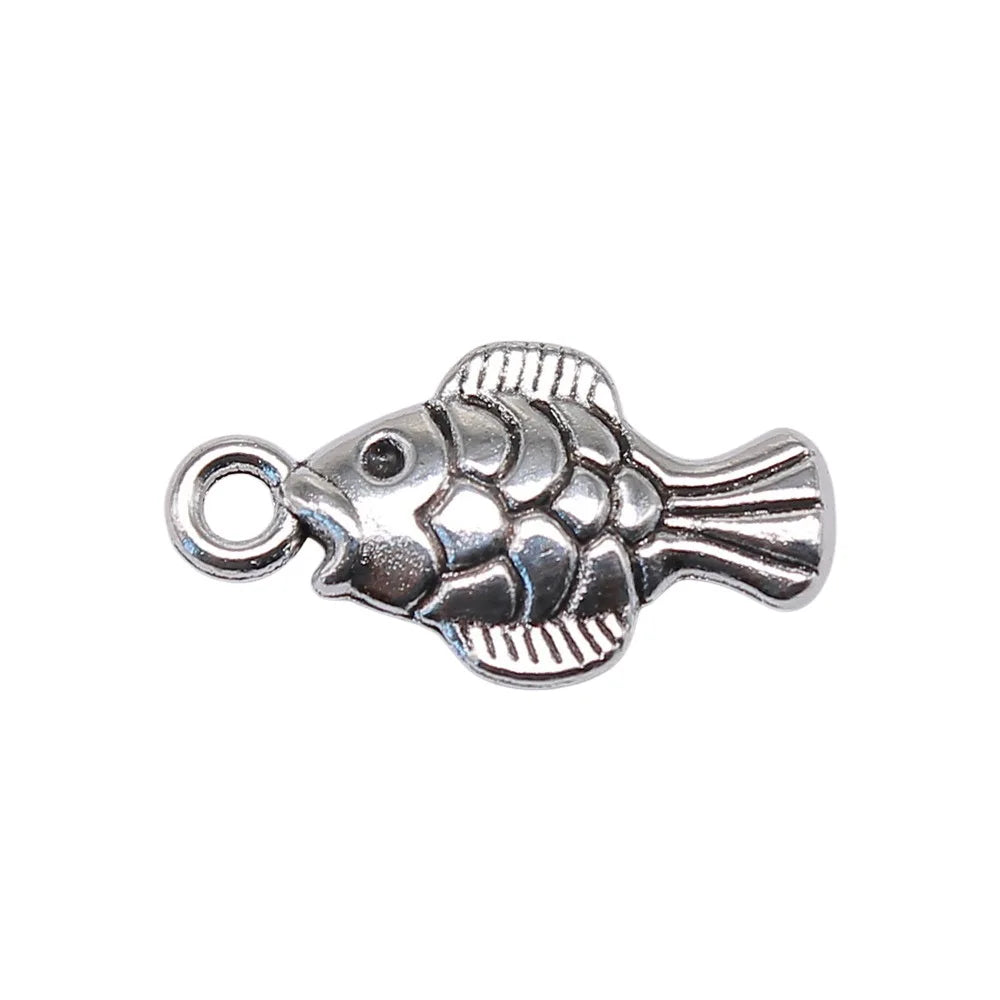 19x10mm 1g Multi Color Zinc Alloy Fish Charm Pendant for DIY Necklace Bracelet Making