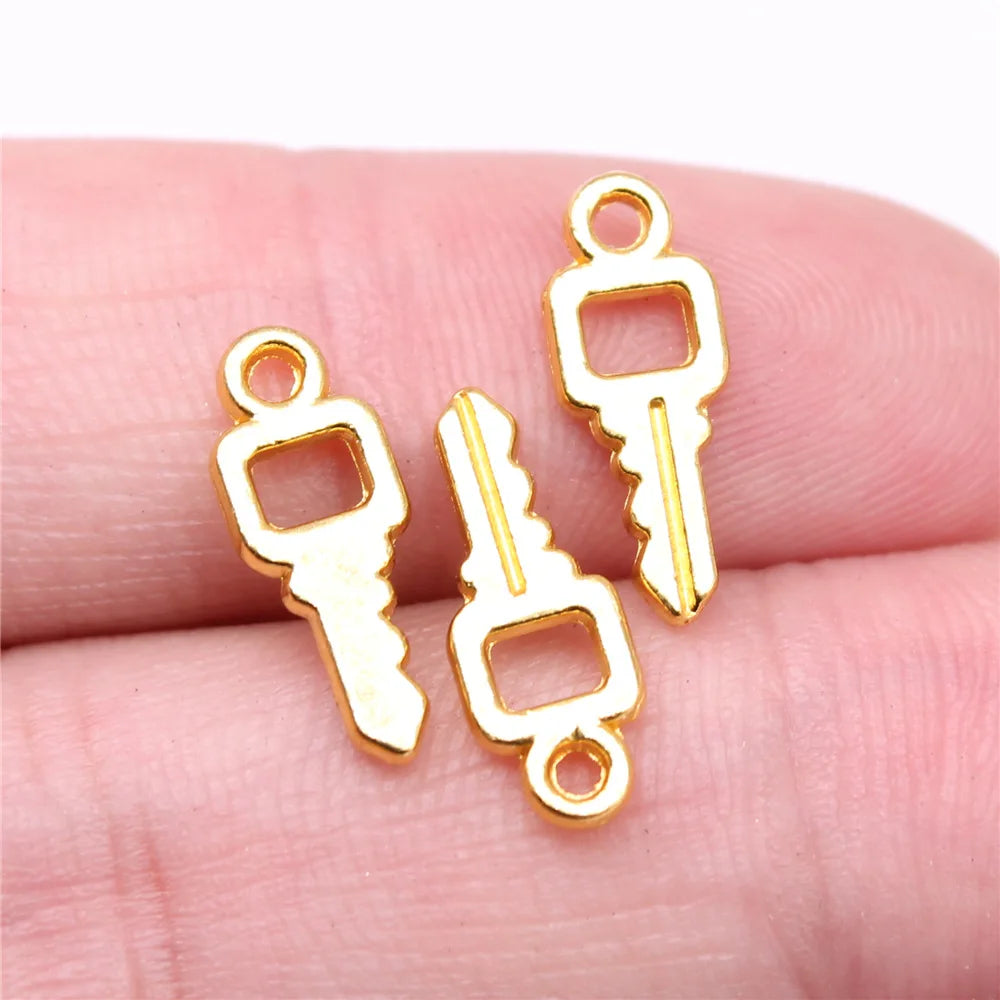 16x6mm 0.5g Multicolor Zinc Alloy Key Charm Pendant for DIY Necklace Bracelet Making