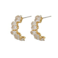Elegant Square Zircon Spiral Cuff Hoop Stud & Clip On No Piercing Silver Needle Women's Earrings