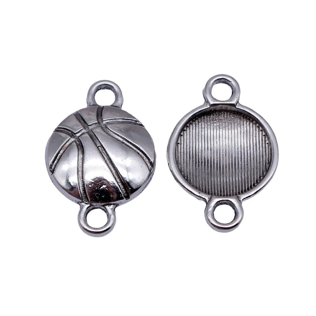22x14mm 1.4g Antique Silver Zinc Alloy Basketball Connector Charm for DIY Bracelet Jewelry Making
