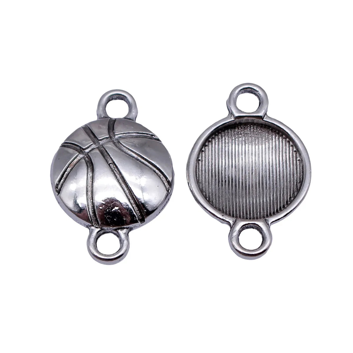 22x14mm 1.4g Antique Silver Zinc Alloy Basketball Connector Charm for DIY Bracelet Jewelry Making