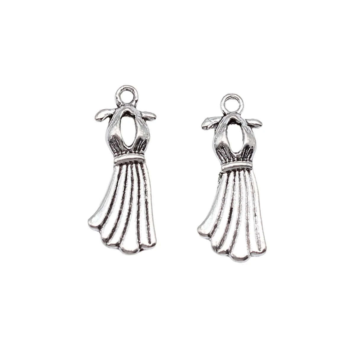 23x10mm 0.73g Antique Silver Zinc Alloy Dress Charm Pendant for DIY Necklace Bracelet Jewelry Making