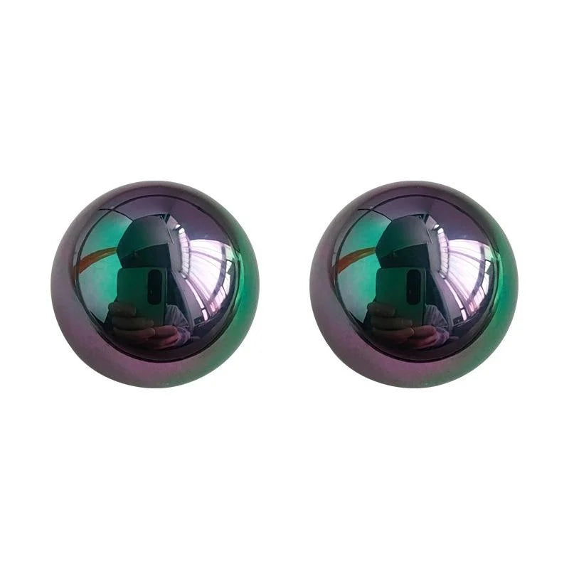 French Light Luxury Iridescent Black Glass Pearl Geometric Round Stud Earrings For Women