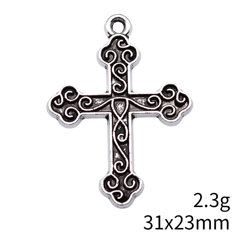 31x23mm 2.3g Multicolor Zinc Alloy Cross Charm Pendant for DIY Jewelry Making and Accessories