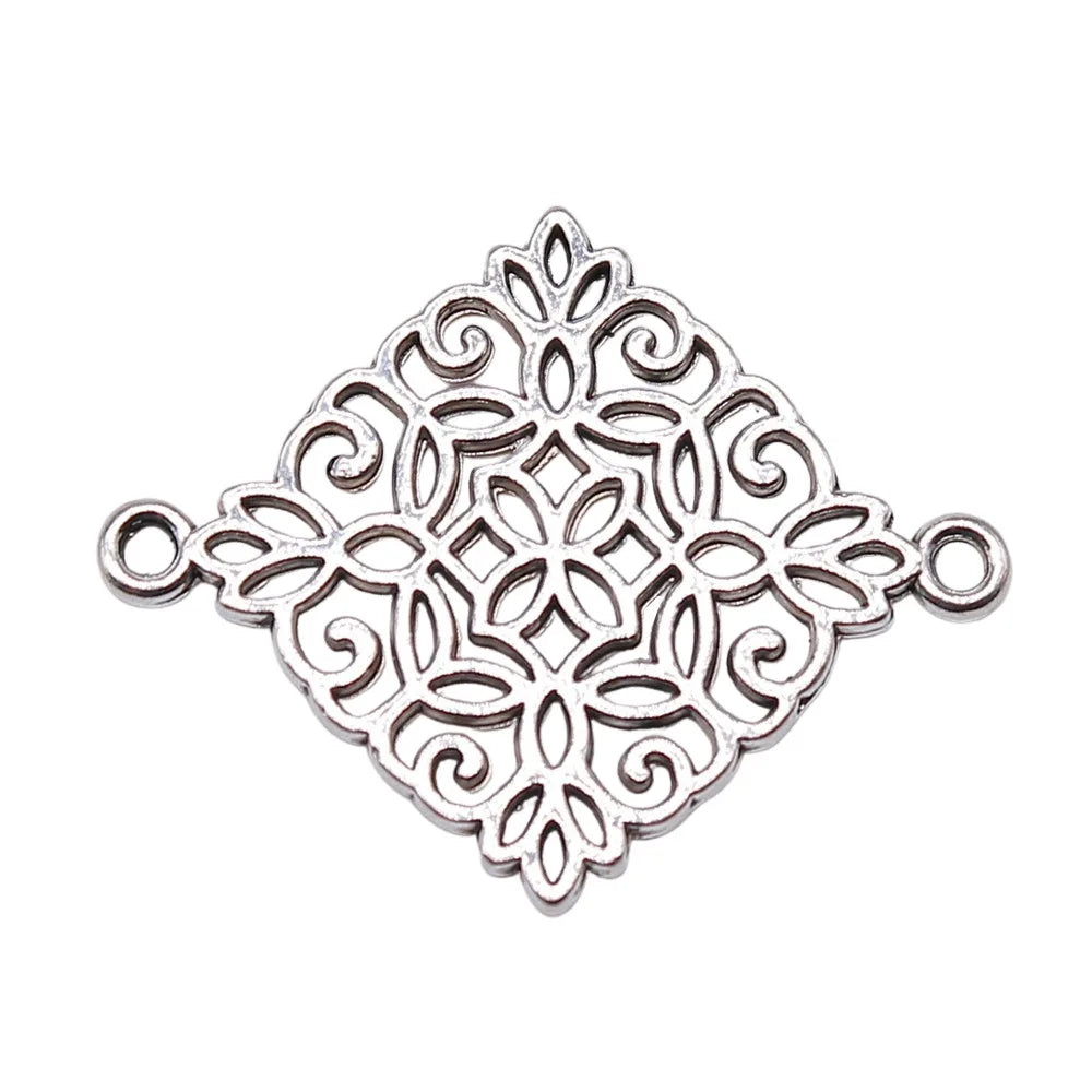 22x28mm 1.5g Multicolor Zinc Alloy Flower Connector Charm for DIY Earrings Bracelet Jewelry Making