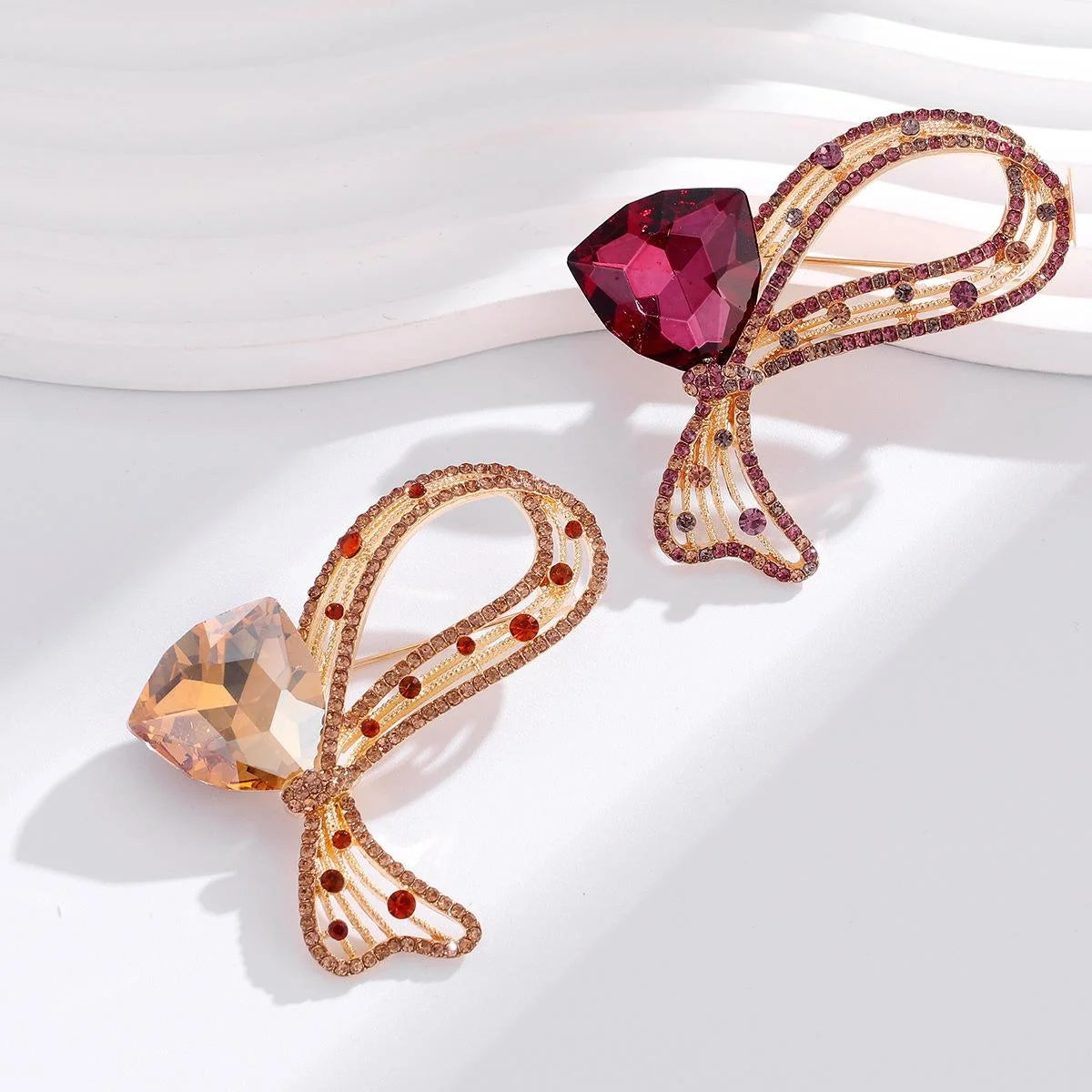 Luxury Crystal Butterfly Bow Brooch With Rhinestone Alloy Design, Elegant Lapel Pin Corsage Suit Accessory Gift