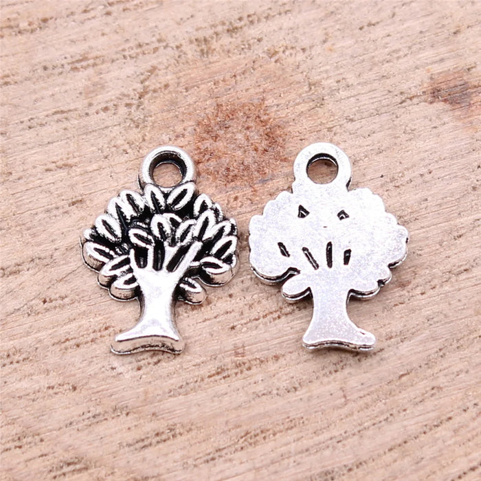 15x11mm 0.68g Antique Silver Zinc Alloy Tree Charm Pendant for Handmade DIY Necklace Jewelry Making