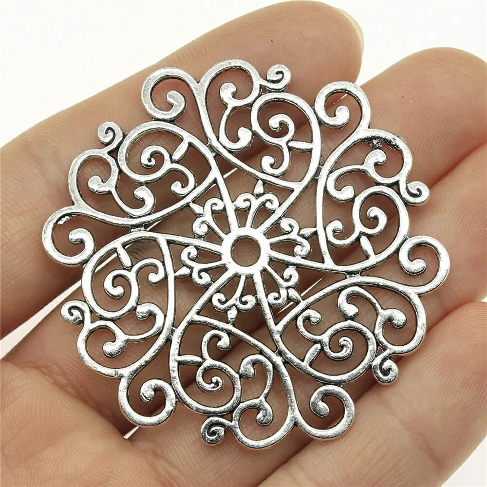 55x52mm 10.4g Multicolor Zinc Alloy Mandala Pattern Charm Pendant for DIY Necklace Making