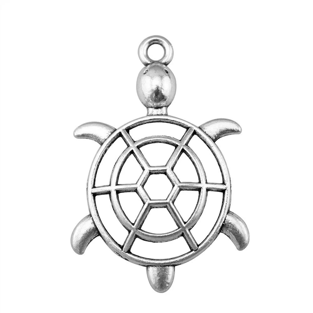 56x37mm 6.1g Antique Silver Zinc Alloy Turtle Charm Pendant for DIY Necklace Bracelet Jewelry Making