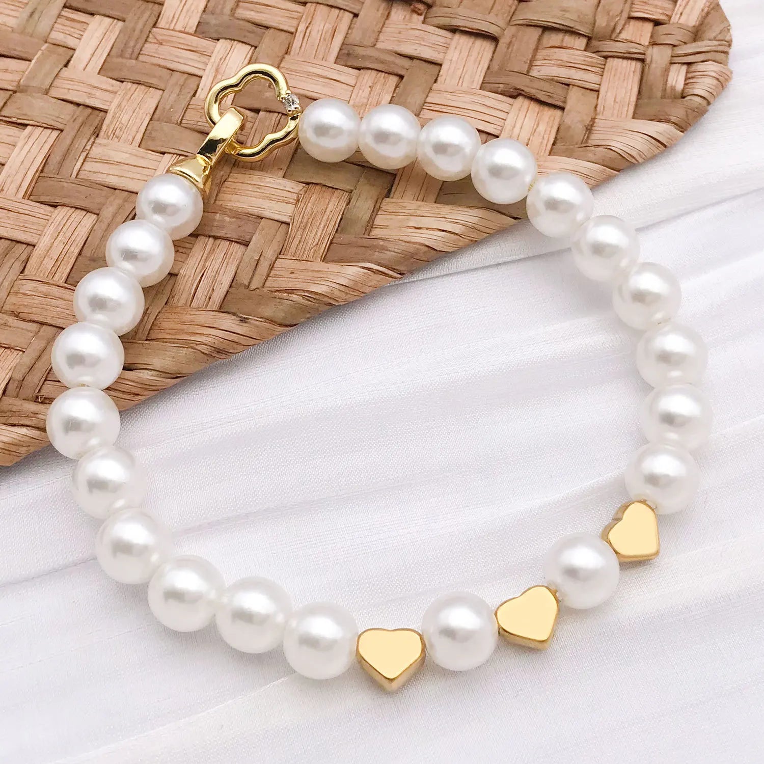 Stainless Steel Moon Heart Smooth Spacer Beads for DIY Bracelet Necklace Making