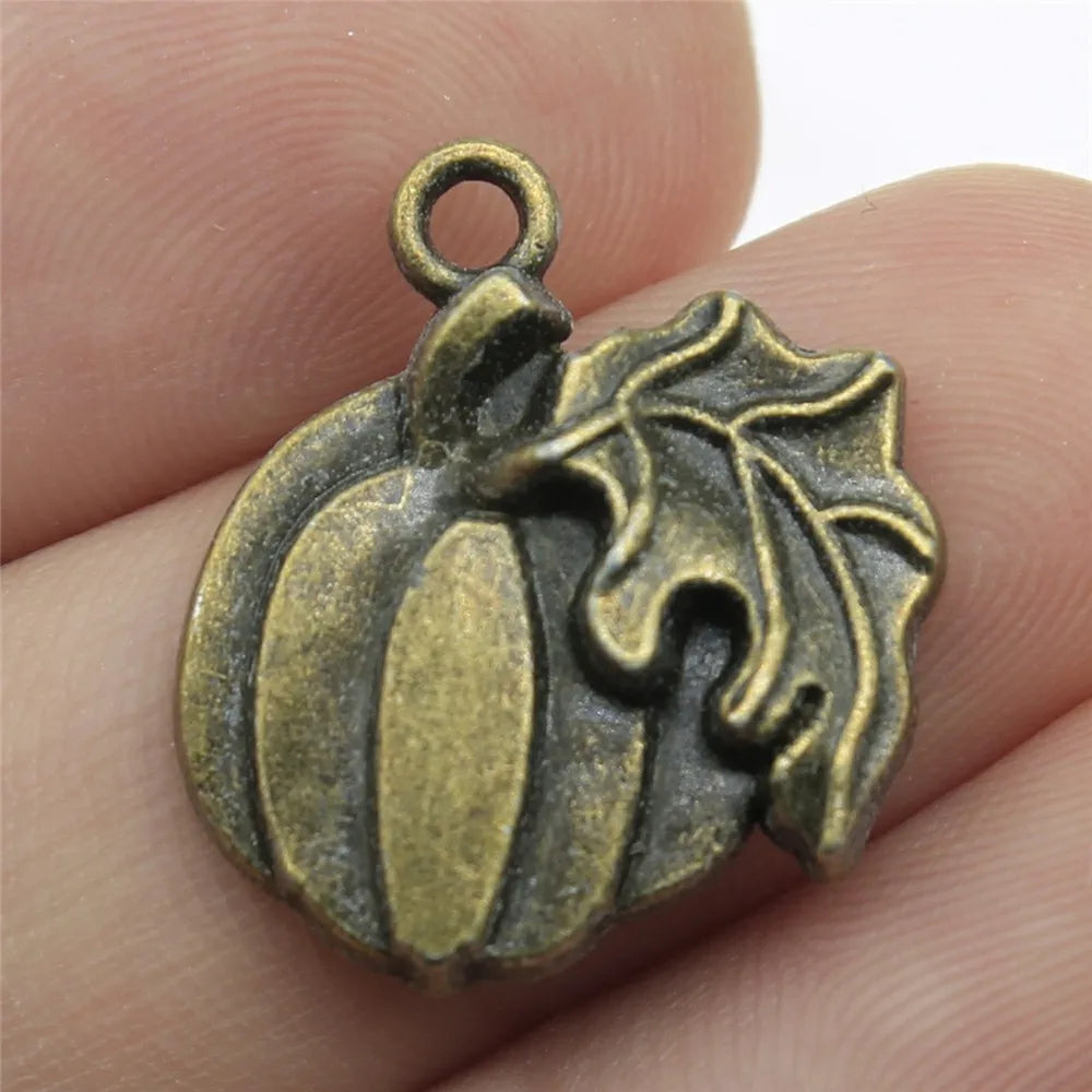 21x18mm 2.2g Multicolor Zinc Alloy Pumpkin Charm Pendant for DIY Halloween Jewelry Making