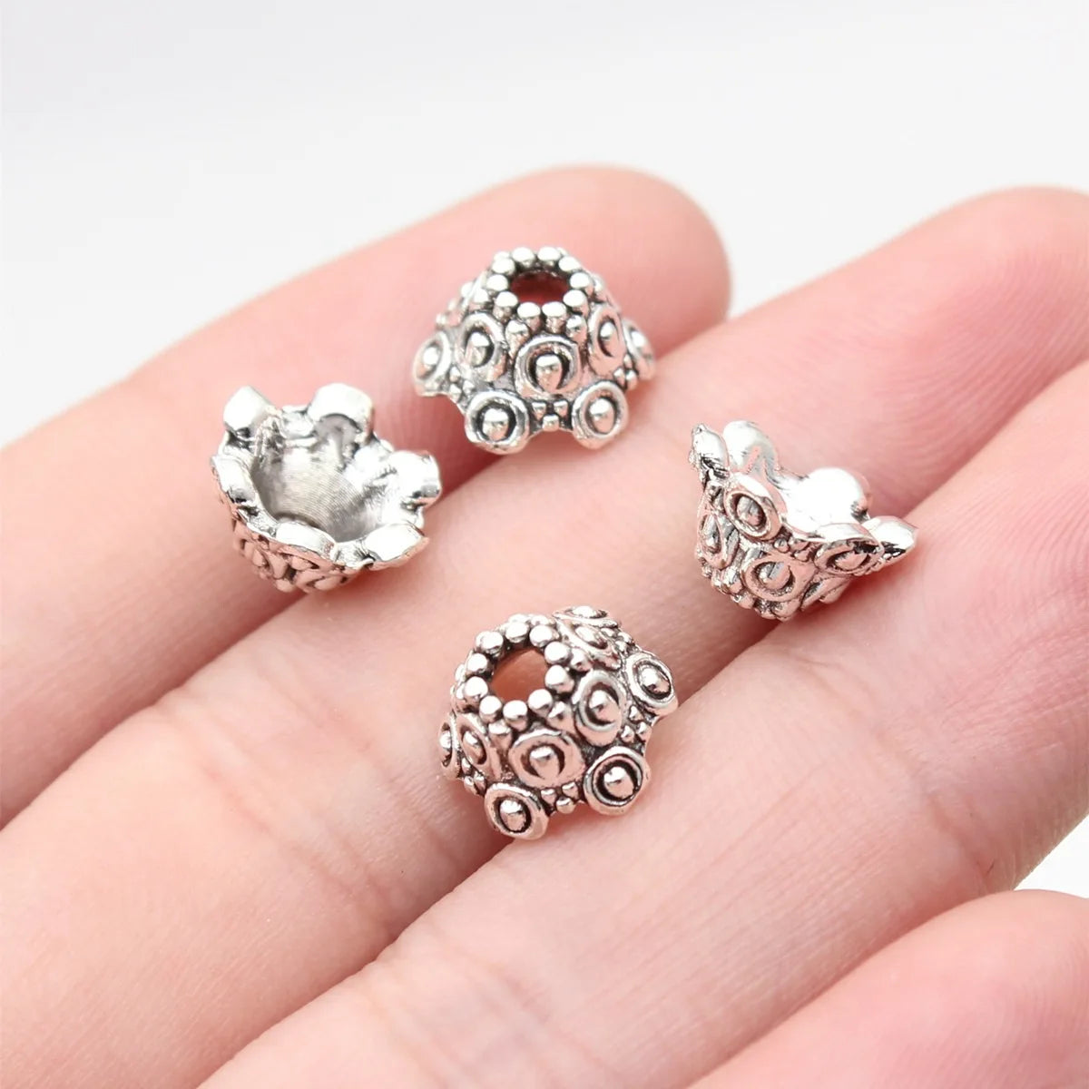 10x10x5.9mm 1.04g Multicolor Zinc Alloy Flower Bead Caps for Earrings Bracelet Necklace DIY Jewelry Making