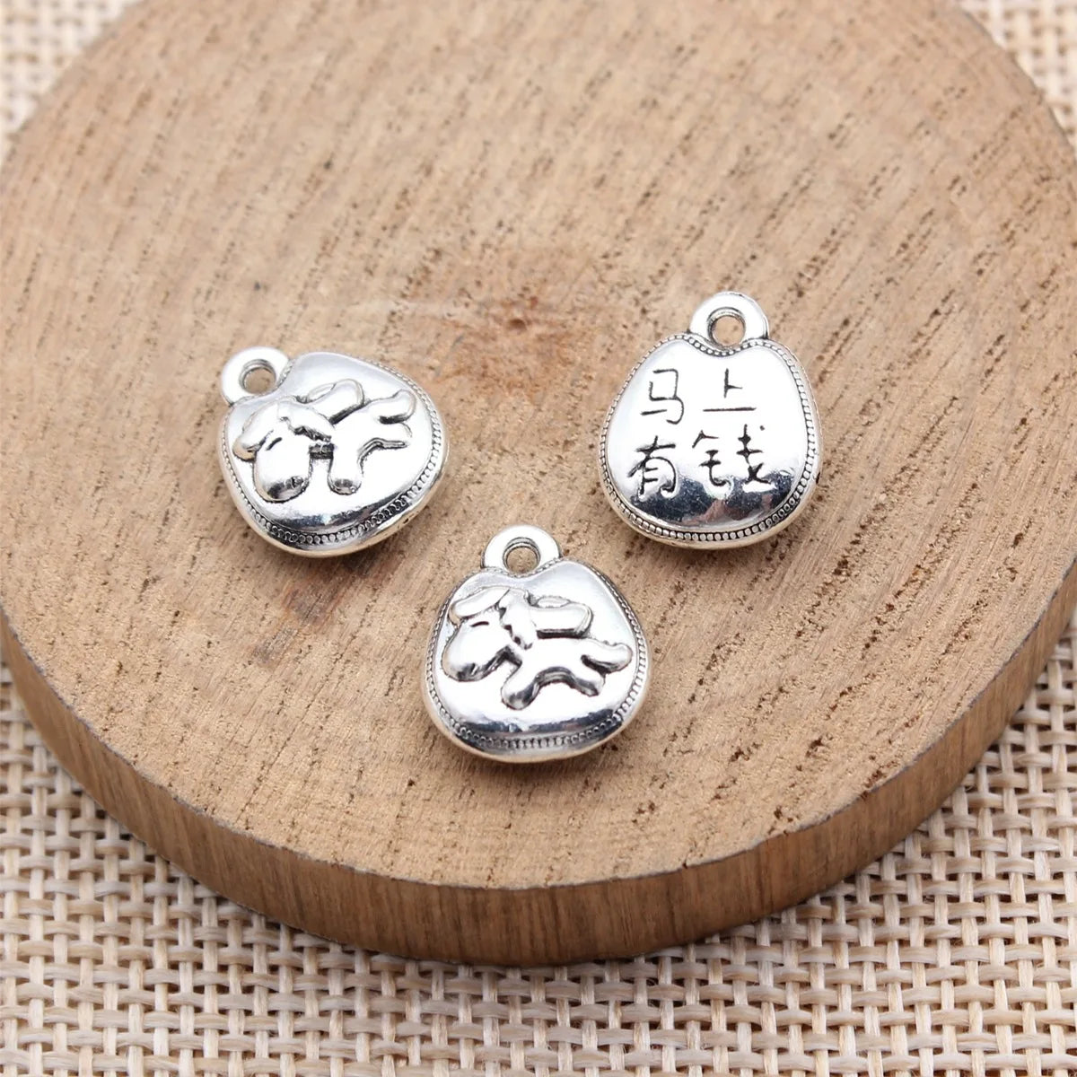 14x12x5.7mm 2.6g Antique Silver Zinc Alloy Horse Coin Charm Pendant for DIY Necklace Bracelet Making