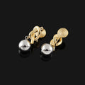 Elegant Contrast Two Tone Alloy Geometric Knot Ball Drop Stud & Clip On No Piercing Metal Dangle Earrings