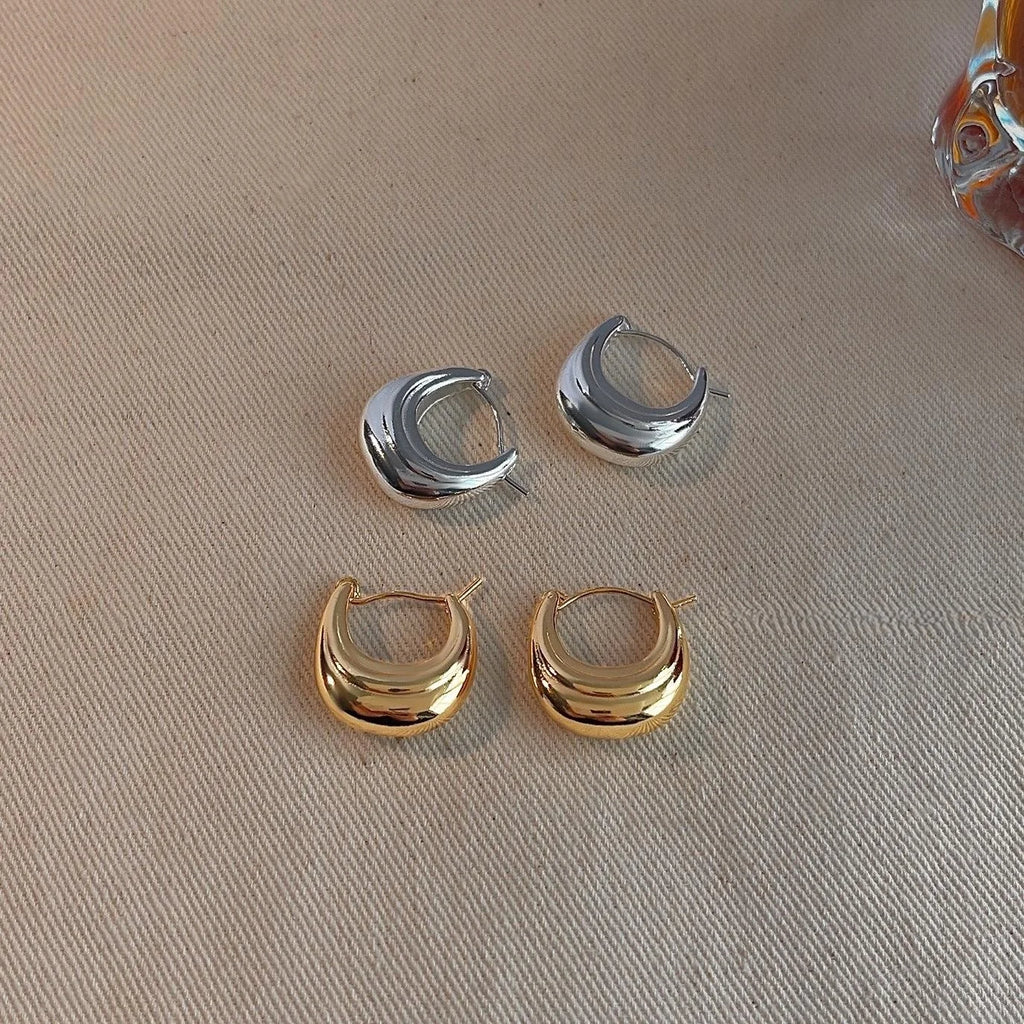 Minimalist Smooth Copper Hoop Earrings For Women Geometric Old Money Commuter Style