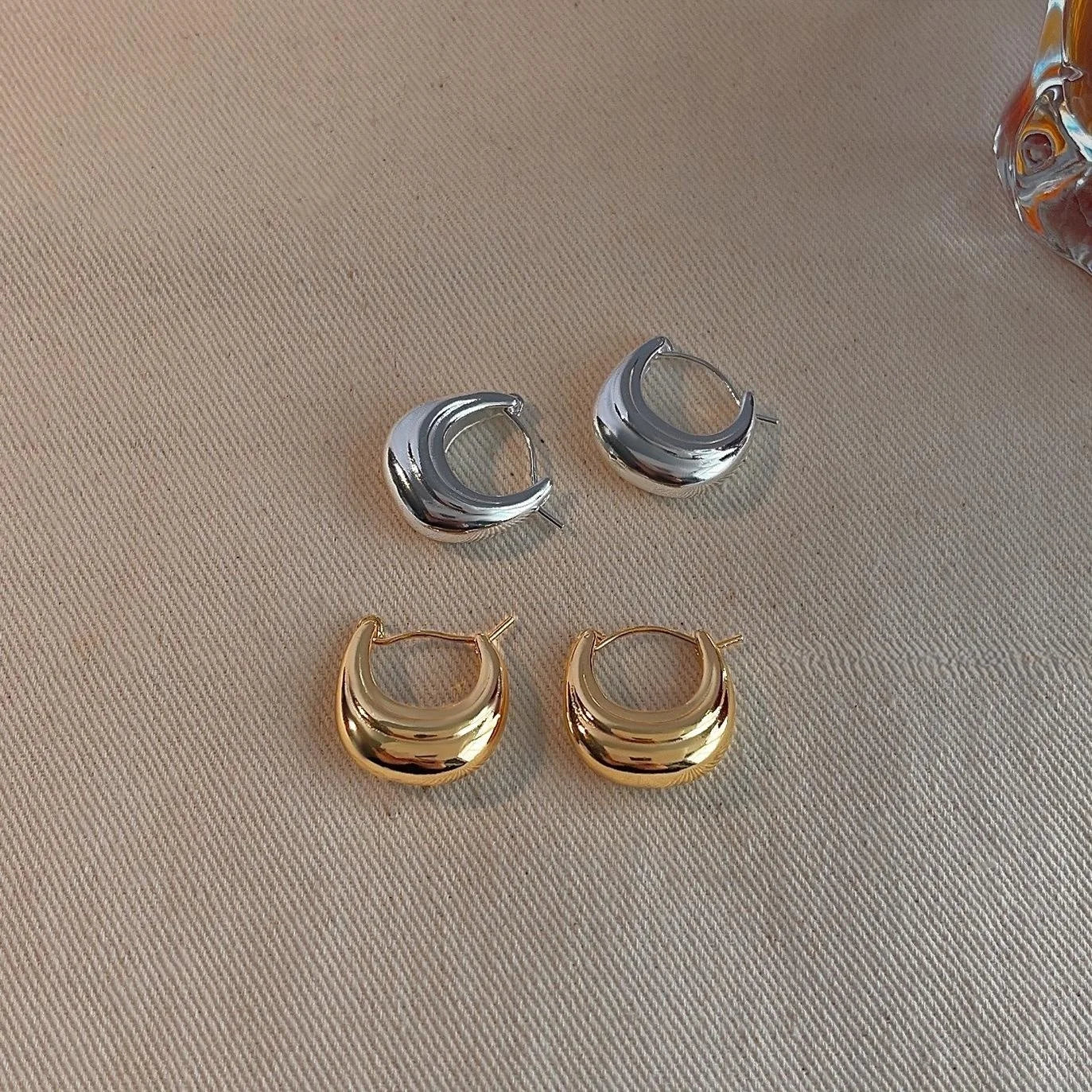 Minimalist Smooth Copper Hoop Earrings For Women Geometric Old Money Commuter Style