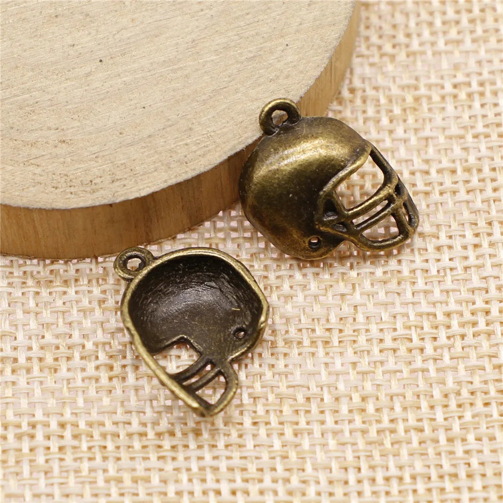 20x15mm 1.3g Multicolor Zinc Alloy Football Helmet Charm Pendant for DIY Sports Jewelry Making