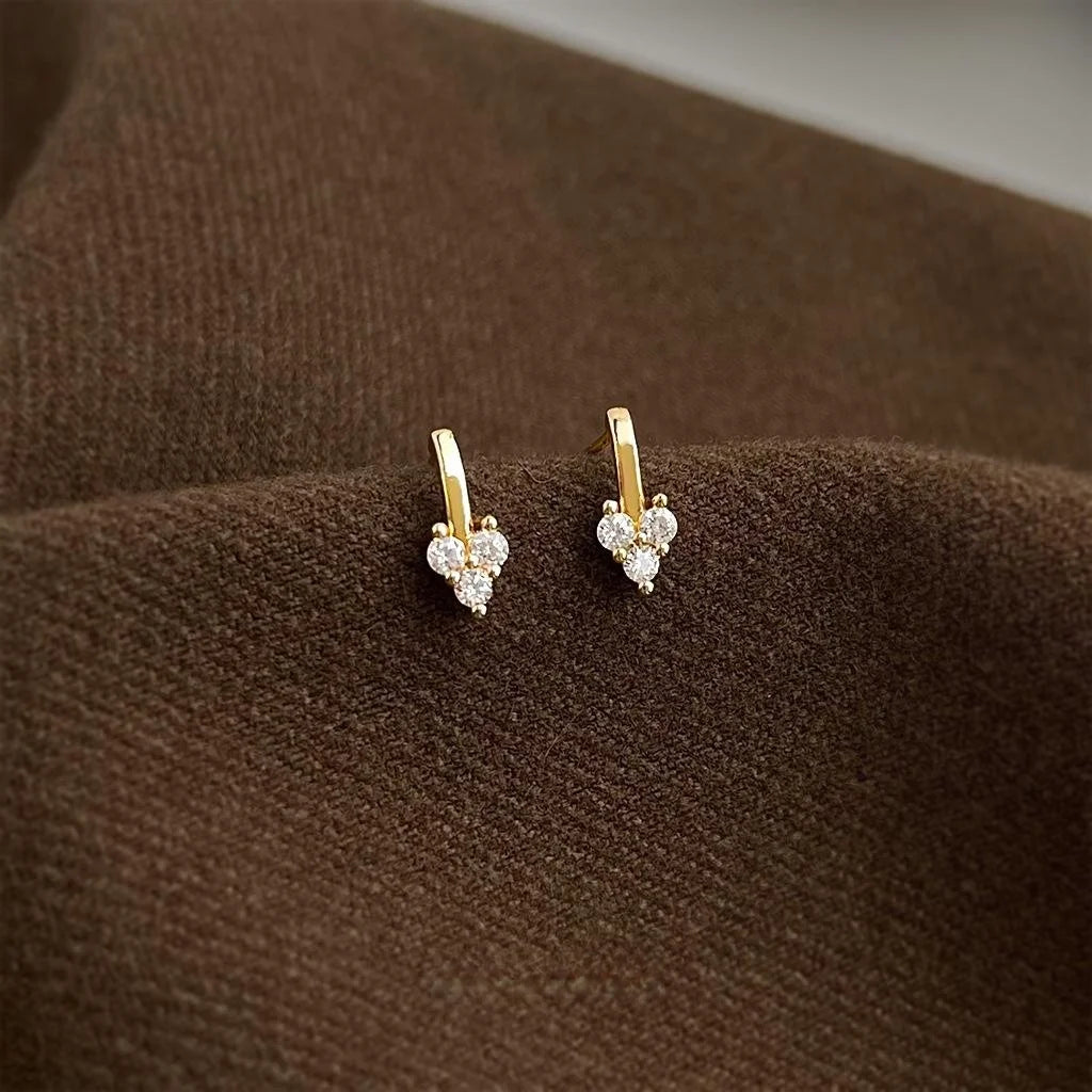 Light Luxury Mini Heart Zircon Micro Pave Copper Drop Earrings