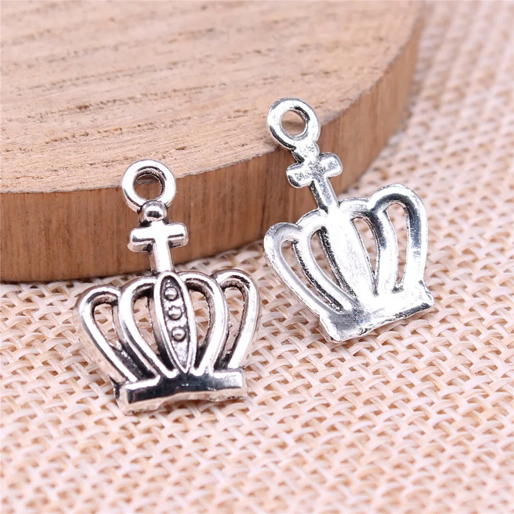 20x15mm 1.08g Antique Silver Zinc Alloy Crown Charm Pendant for DIY Necklace Bracelet Jewelry Making