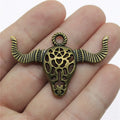 50x34mm 6.2g Multicolor Zinc Alloy Bull Head Charm Pendant for DIY Western Theme Jewelry Making