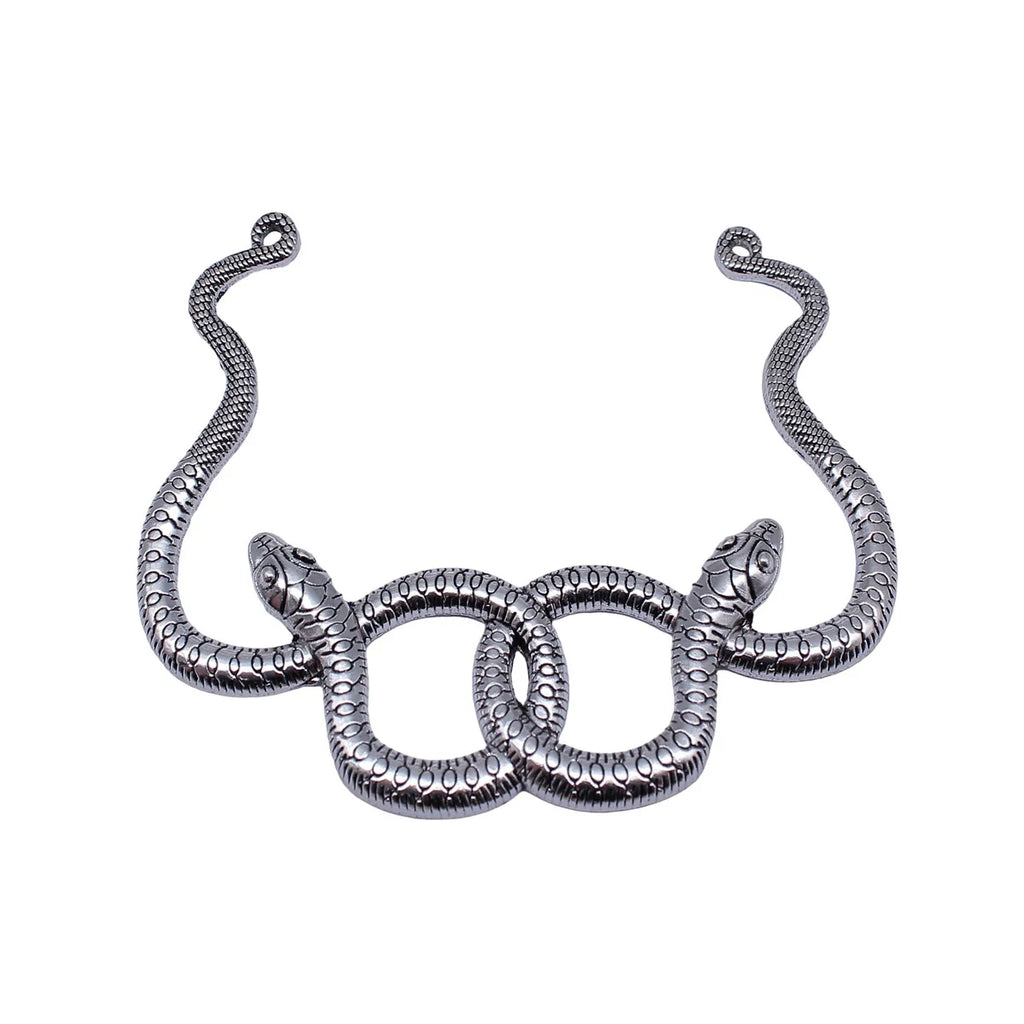 87x76mm 15.9g Antique Silver Zinc Alloy Double Snake Charm Pendant for DIY Jewelry and Craft Decor