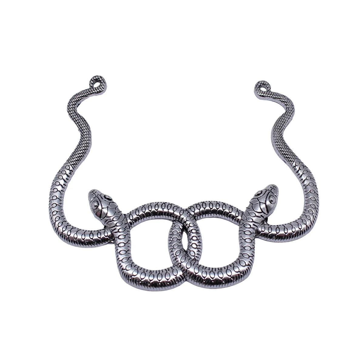 87x76mm 15.9g Antique Silver Zinc Alloy Double Snake Charm Pendant for DIY Jewelry and Craft Decor